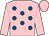 Pink, royal blue spots, pink sleeves & cap (Mrs Karen Drinkwater)