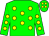 Big-green body, yellow spots, big-green arms, yellow spots, big-green cap, yellow spots (Thoroughbred Bloodstock A)