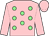 Pink, light green spots, pink sleeves & cap (Mrs S Ricci)