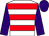 White, red hoops, purple sleeves and cap (Bright Sapphire Syndicate)