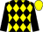 Black and yellow diamonds, black sleeves, yellow cap (J Palmer-brown, M Daniels And Partne)