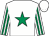 White, emerald green star, striped sleeves (Apple Tree Stud)