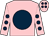 Pink, dark blue disc, pink sleeves, dark blue spots and spots on cap (Mrs Clodagh McStay & Partner)