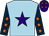 Light blue, purple star, dark blue sleeves, orange stars, purple cap, orange stars (Ryedale Partners No1)