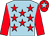 Light blue, red stars and sleeves, red cap, light blue star (Fame N Fortune Syndicate)