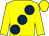 Yellow, large dark blue spots, yellow sleeves, yellow cap (Mohd Khalifa Al Basti)