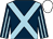 Dark blue, light blue cross belts, striped sleeves, white cap (Niarchos Family)