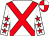 White, red cross sashes, red stars on sleeves, quartered cap (TSKOC Syndicate)