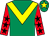 Emerald green, yellow chevron, red sleeves, black stars, emerald green cap, yellow star (Old Stock Partnership)