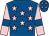 Royal blue, pink stars, pink sleeves, royal blue armlets (Forty Forty Twenty)