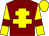 Maroon, yellow cross of lorraine, yellow sleeves, maroon armlets, yellow cap (The Clodhoppers)
