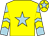 Yellow, light blue star, light blue and yellow chevrons on sleeves, yellow cap, light blue star (The Mountain Gorillas)
