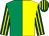Emerald green and yellow (halved), dark green and yellow striped sleeves and cap (Mrs Maria McCullen Harvey)