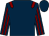 Dark blue, maroon epaulets, striped sleeves (Fred Archer Racing - Iroquois)