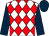 White and red diamonds, dark blue sleeves and cap (Cheshire Bloodstock Racing 1)