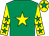 Emerald green, yellow star, yellow sleeves, emerald green stars, yellow cap, emerald green star (Thomas J O'Connor)