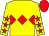 Yellow, red triple diamond, yellow sleeves, red stars, red cap (The Fruit Flow Partners)