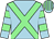 Light blue, light green cross belts, hooped sleeves, striped cap (Promenade Bloodstock Limited)