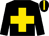 Black, gold cross and stripe on cap (Kingsclere Racing Club)