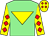 Light green, yellow inverted triangle, yellow sleeves, red diamonds, yellow cap, red diamonds (Mr D W Fox)