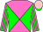 Neon pink, green diabolo, striped sleeves, pink cap, green visor (Mr Andrew Rosen)