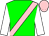 Green, pink sash and cap, white sleeves (Juddmonte)
