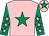 Pink, emerald green star, emerald green sleeves, pink stars, pink cap, emerald green star (Mr Darren Croot)
