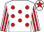 White, red spots, striped sleeves and star on cap (Gb Horseracing)