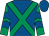 Royal blue, emerald green cross belts, emerald green and royal blue chevrons on sleeves (Racing Connexions 10)