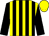 Black and yellow stripes, black sleeves, yellow cap (Mr A Whelan)