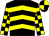 Black, yellow chevrons, checked sleeves, quartered cap (F&M Bloodstock Limited)
