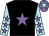 Black, mauve star, light blue sleeves, mauve stars, mauve cap, light blue star (Kayley Woollacott Racing Club)