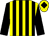 Black & yellow stripes, black sleeves, yellow cap, black diamond (Eddie Naughton)