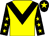 Yellow, black chevron, black sleeves, yellow stars, black cap, yellow star (J Morley, W Enticknap & B Ralph)