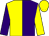Purple & yellow halved, sleeves reversed, yellow cap (T White)