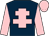 Dark blue, pink cross of lorraine, sleeves and cap (Canisbay Bloodstock)