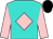 Turquoise, pink diamond and sleeves, black cap (Howses Stud)