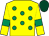Yellow, emerald green spots and armlets, dark green cap (The Colin Tizzard Racing Club)