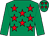 Emerald green, red stars, emerald green sleeves (Mr D M James)