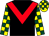 Black, red chevron, yellow and dark green check sleeves and cap (Dj Racing)