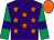 Purple, orange stars, emerald green sleeves, purple armlets, orange cap (Ms E L Banks & Partner)