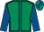 Emerald green, royal blue seams and sleeves, quartered cap (Case Racing Partnership)