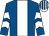 Royal blue, white stripe, chevrons on sleeves, white and royal blue striped cap (Nigel Hawke Racing Club & Associate)