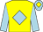 Yellow, light blue diamond and sleeves, light blue cap, yellow diamond (Mr Frank Reay)