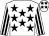 White, black stars, striped sleeves and stars on cap (S & A Mares)