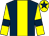 Dark blue, yellow stripe, yellow sleeves, dark blue armlets and star on yellow cap (Coxon, Daresbury, Greenall And Maceche)