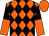 Orange and black diamonds, black and orange halved sleeves, orange cap (NE1 Racing Club)