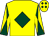 Yellow, dark green diamond, diabolo on sleeves and diamonds on cap (The Jam Partnership)