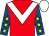 Red, white chevron, royal blue sleeves, yellow stars, white cap (Noel Fehily Racing Syndicate)