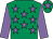 Emerald green, mauve stars, mauve sleeves, mauve star on cap (Running In Heels Syndicate)